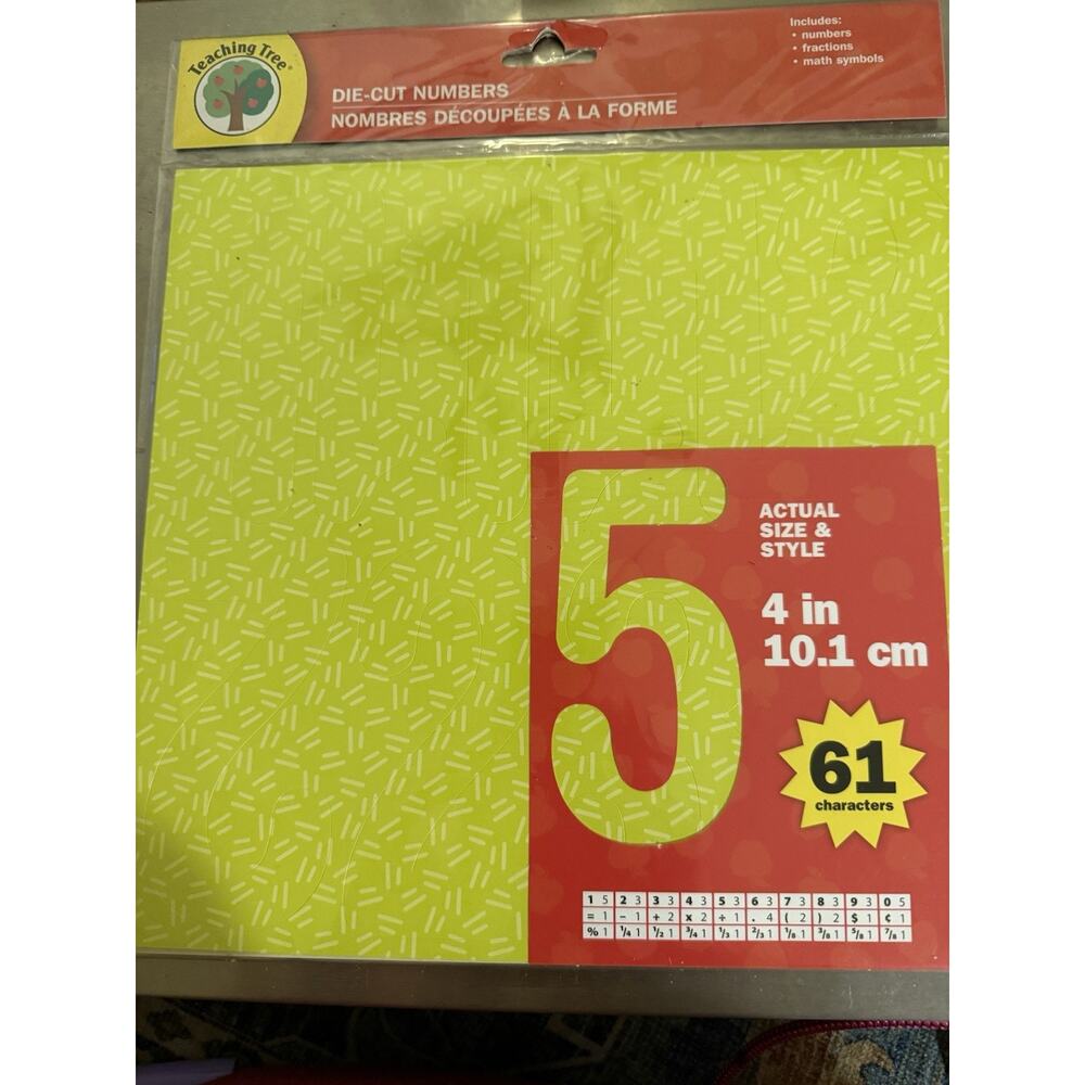 NWT Teaching Tree Bulletin Board Die-Cut Numbers 61 Characters, 4" Lime Green